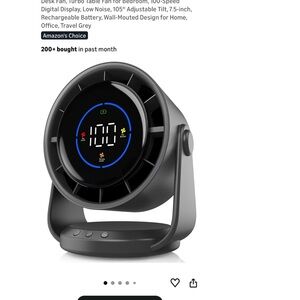 Digital Table Fan with LED Display - Gray